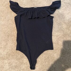 Express Navy Off-Shoulder Bodysuit